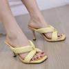 imageSHEMEE Womens Square Open Toe High Heeled Mule Sandals Shoes Summer Stiletto Heel Slip On SandaliasYellow