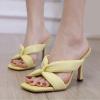 imageSHEMEE Womens Square Open Toe High Heeled Mule Sandals Shoes Summer Stiletto Heel Slip On SandaliasYellow