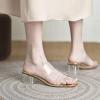 imageSHEMEE Womens Square Toe Clear Chunky Slides Mules Sandals Mid Block Heel Transparent Slippers Slip On ShoesGold