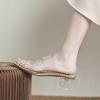 imageSHEMEE Womens Square Toe Clear Chunky Slides Mules Sandals Mid Block Heel Transparent Slippers Slip On ShoesGold