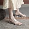 imageSHEMEE Womens Square Toe Clear Chunky Slides Mules Sandals Mid Block Heel Transparent Slippers Slip On ShoesSilver