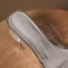 imageSHEMEE Womens Square Toe Clear Chunky Slides Mules Sandals Mid Block Heel Transparent Slippers Slip On ShoesSilver