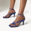imageSHEMEE Womens Square Toe Kitten Heel Thong Sandals Stiletto Ankle Strap Buckle Thin High Heeled Summer ShoesBlue