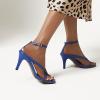 imageSHEMEE Womens Square Toe Kitten Heel Thong Sandals Stiletto Ankle Strap Buckle Thin High Heeled Summer ShoesBlue