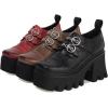 imageSHEMEE Womens Vintage Platform Shoes Chunky Heeled Mary Jane Pumps Square Toe Block High Heels Gothic Shoes with BuckleBlack
