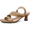 imageSHEMEE Strappy Heels for Women Square Open Toe Kitten Heels Slide Sandals Heeled Casual Cutout SlipOn ShoesApricot