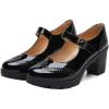 imageSHEMEE Womens Chunky Platform Patent Leather Mary Janes Pumps Buckle Ankle Strap Block High Heels Wingtip Oxfords Dress Shoes UniformBlack