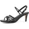 imageSHEMEE Womens Glitter Rhinestone Sparkly Kitten Heel Sandals Ankle Strap Buckle Strappy Summer ShoesBlack