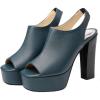 imageSHEMEE Womens Peep Toe Chunky Heeled Platform Sandals Shoes Summer Square Opentoe Block High Heels Slingback Elastic Back SandaliasBlue