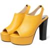 imageSHEMEE Womens Peep Toe Chunky Heeled Platform Sandals Shoes Summer Square Opentoe Block High Heels Slingback Elastic Back SandaliasYellow
