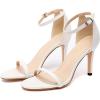 imageSHEMEE Womens Round Toe Stiletto High Heel Pump Sandals Ankle Strap Buckle Thin Heeled Summer ShoesWhite