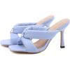 imageSHEMEE Womens Square Open Toe High Heeled Mule Sandals Shoes Summer Stiletto Heel Slip On SandaliasBlue