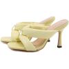 imageSHEMEE Womens Square Open Toe High Heeled Mule Sandals Shoes Summer Stiletto Heel Slip On SandaliasYellow