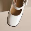 imageSHEMEE Womens Chunky High Heels Mary Janes Leather Pumps Ankle Strap Buckle Block Heeled Dress ShoesWhite