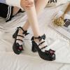 imageSHEMEE Womens Kawaii Sweet Bow Cosplay Dress Shoes Chunky Platform Mid Block Heels Buckle Ankle Strap Mary Jane Pumps1black
