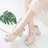 imageSHEMEE Womens Kawaii Sweet Bow Cosplay Dress Shoes Chunky Platform Mid Block Heels Buckle Ankle Strap Mary Jane PumpsBeige 02