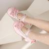 imageSHEMEE Womens Kawaii Sweet Bow Cosplay Dress Shoes Chunky Platform Mid Block Heels Buckle Ankle Strap Mary Jane PumpsPatent Pink