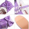 imageSHEMEE Womens Kawaii Sweet Bow Cosplay Dress Shoes Chunky Platform Mid Block Heels Buckle Ankle Strap Mary Jane PumpsPatent Purple