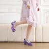 imageSHEMEE Womens Kawaii Sweet Bow Cosplay Dress Shoes Chunky Platform Mid Block Heels Buckle Ankle Strap Mary Jane PumpsPatent Purple
