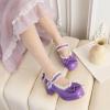 imageSHEMEE Womens Kawaii Sweet Bow Cosplay Dress Shoes Chunky Platform Mid Block Heels Buckle Ankle Strap Mary Jane PumpsPatent Purple