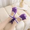 imageSHEMEE Womens Kawaii Sweet Bow Cosplay Dress Shoes Chunky Platform Mid Block Heels Buckle Ankle Strap Mary Jane PumpsPatent Purple
