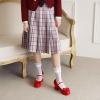 imageSHEMEE Womens Kawaii Sweet Bow Cosplay Dress Shoes Chunky Platform Mid Block Heels Buckle Ankle Strap Mary Jane PumpsPatent Red