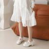 imageSHEMEE Womens Kawaii Sweet Bow Cosplay Dress Shoes Chunky Platform Mid Block Heels Buckle Ankle Strap Mary Jane PumpsPatent White
