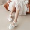 imageSHEMEE Womens Kawaii Sweet Bow Cosplay Dress Shoes Chunky Platform Mid Block Heels Buckle Ankle Strap Mary Jane PumpsPatent White