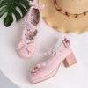 imageSHEMEE Womens Kawaii Sweet Bow Cosplay Dress Shoes Chunky Platform Mid Block Heels Buckle Ankle Strap Mary Jane PumpsPink 02
