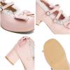 imageSHEMEE Womens Kawaii Sweet Bow Cosplay Dress Shoes Chunky Platform Mid Block Heels Buckle Ankle Strap Mary Jane PumpsPink