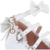 imageSHEMEE Womens Kawaii Sweet Bow Cosplay Dress Shoes Chunky Platform Mid Block Heels Buckle Ankle Strap Mary Jane PumpsWhite