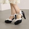 imageSHEMEE Womens Patent Leather TStrap Mary Jane Pumps Chunky High Heel Platform Ankle Strap Buckle Round Toe Cute Bow Kawaii Cosplay ShoesBlack