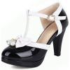 imageSHEMEE Womens Patent Leather TStrap Mary Jane Pumps Chunky High Heel Platform Ankle Strap Buckle Round Toe Cute Bow Kawaii Cosplay ShoesBlack
