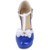 imageSHEMEE Womens Patent Leather TStrap Mary Jane Pumps Chunky High Heel Platform Ankle Strap Buckle Round Toe Cute Bow Kawaii Cosplay ShoesBlue