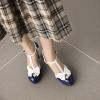 imageSHEMEE Womens Patent Leather TStrap Mary Jane Pumps Chunky High Heel Platform Ankle Strap Buckle Round Toe Cute Bow Kawaii Cosplay ShoesNavy Blue