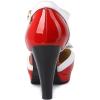 imageSHEMEE Womens Patent Leather TStrap Mary Jane Pumps Chunky High Heel Platform Ankle Strap Buckle Round Toe Cute Bow Kawaii Cosplay ShoesRed
