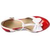imageSHEMEE Womens Patent Leather TStrap Mary Jane Pumps Chunky High Heel Platform Ankle Strap Buckle Round Toe Cute Bow Kawaii Cosplay ShoesRed