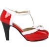 imageSHEMEE Womens Patent Leather TStrap Mary Jane Pumps Chunky High Heel Platform Ankle Strap Buckle Round Toe Cute Bow Kawaii Cosplay ShoesRed