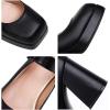 imageSHEMEE Womens Square Toe Chunky Platform Mary Janes Uniform Shoes Ankle Strap Buckle Block High Heel Dress PumpsBlack