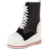 imageSHEMEE Womens Sweet Cute Platform Hidden Wedge Ankle Boots Lace Up High Heels Round Toe Booties Side Zip Kawaii ShoesAll Black