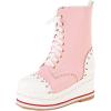 imageSHEMEE Womens Sweet Cute Platform Hidden Wedge Ankle Boots Lace Up High Heels Round Toe Booties Side Zip Kawaii ShoesAll Pink