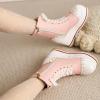imageSHEMEE Womens Sweet Cute Platform Hidden Wedge Ankle Boots Lace Up High Heels Round Toe Booties Side Zip Kawaii ShoesAll Pink