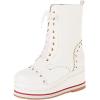 imageSHEMEE Womens Sweet Cute Platform Hidden Wedge Ankle Boots Lace Up High Heels Round Toe Booties Side Zip Kawaii ShoesAll White