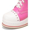 imageSHEMEE Womens Sweet Cute Platform Hidden Wedge Ankle Boots Lace Up High Heels Round Toe Booties Side Zip Kawaii ShoesHot Pink