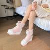 imageSHEMEE Womens Sweet Cute Platform Hidden Wedge Ankle Boots Lace Up High Heels Round Toe Booties Side Zip Kawaii ShoesPink