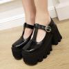 imageSHEMEE Womens TStrap Chunky High Heel Platform Patent Leather Mary Jane Pumps Vintage Wingtip Oxford Brogues Square Toe Ankle Strap Buckle Block Heeled Gothic ShoesBlack