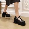 imageSHEMEE Womens TStrap Chunky High Heel Platform Patent Leather Mary Jane Pumps Vintage Wingtip Oxford Brogues Square Toe Ankle Strap Buckle Block Heeled Gothic ShoesBlack