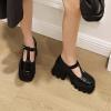 imageSHEMEE Womens TStrap Chunky High Heel Platform Patent Leather Mary Jane Pumps Vintage Wingtip Oxford Brogues Square Toe Ankle Strap Buckle Block Heeled Gothic ShoesBlack