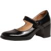imageSHEMEE Womens Chunky High Heels Mary Janes Leather Pumps Ankle Strap Buckle Block Heeled Dress ShoesBlack