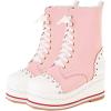 imageSHEMEE Womens Sweet Cute Platform Hidden Wedge Ankle Boots Lace Up High Heels Round Toe Booties Side Zip Kawaii ShoesAll Pink